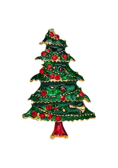Moda Kadınlar Kristal Emaye Noel Ağacı Broş Pimleri Noel Mücevher Kıyafetleri Eşarp Aksesuarları Çok Renkli