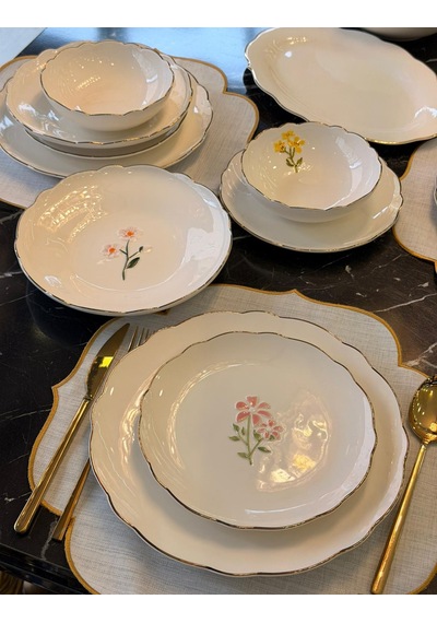 24 Parça 6 Kişilik Porselen Hand Made Yemek Takımı-5322 Beyaz