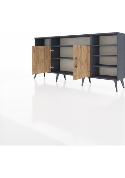 Arges Konsol 8 Raflı 2 Kapaklı 176x30x83 Antrasit-çam/antrasit Çam/antrasit Arges Konsol 8 Raflı 2 Kapaklı 176x30x83 Antrasit-çam/antrasit Çam/antrasit