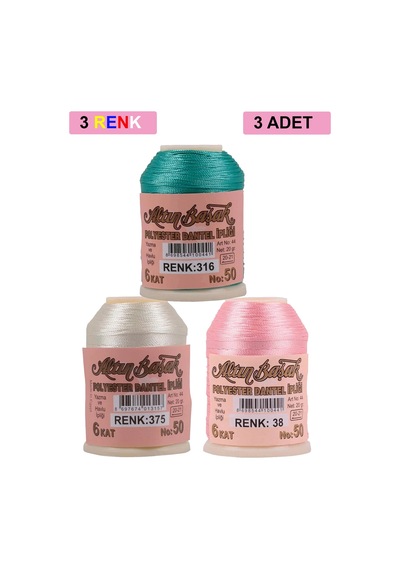 3 Adet Altınbaşak Oya Ve Dantel İpi 20 Gr - Royaleks - No: 375 - 038 - 316