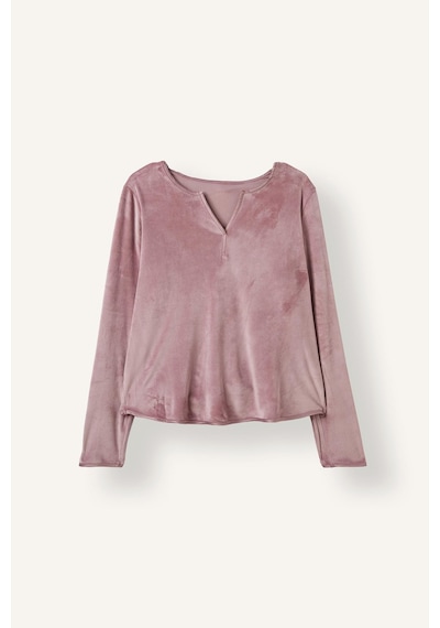 Defacto Regular Fit V Yaka Uzun Kollu 2li Velur Pijama Takımı A3356ax26aubr97 Bordo-br97