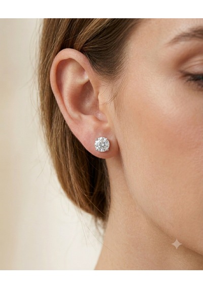 Kadın Moissanite Büyük Tek Taş Gümüş Küpe