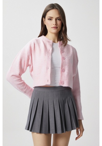 Ritnice Kadın Tilia Crop Pembe Örgü Hırka Pembe