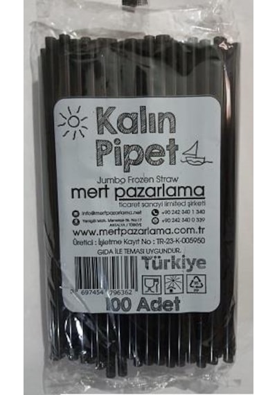 Mert & Bonapipet Frozen Pipet Siyah 7 Mm 22 Cm Pk 100'Lü
