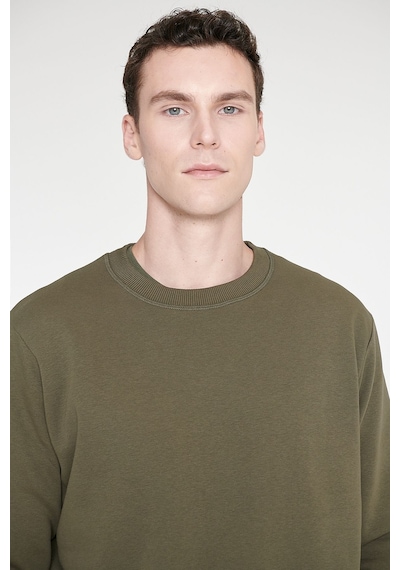 AC&Co / Altınyıldız Classics Erkek Hakı Standart Fit Normal Kesim İçi Polarlı Bisiklet Yaka Sweatshirt Haki