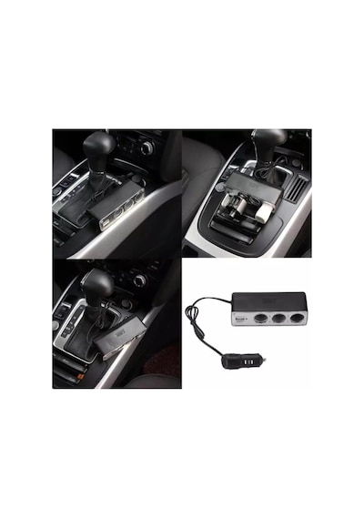 3 Çıkışlı 12/24 Volt Usb Oto Çakmaklık Çoğaltıcı, 60w, Siyah