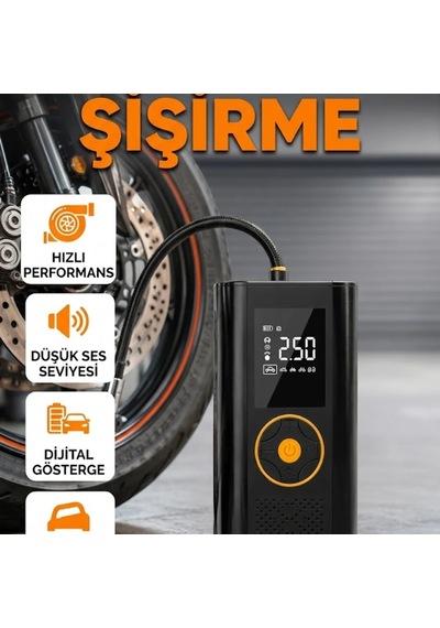 Dijital Ekranlı Taşınabilir Lastik Şişirme Cihazı Basınç Ayarlı Kompakt Hava Pompası