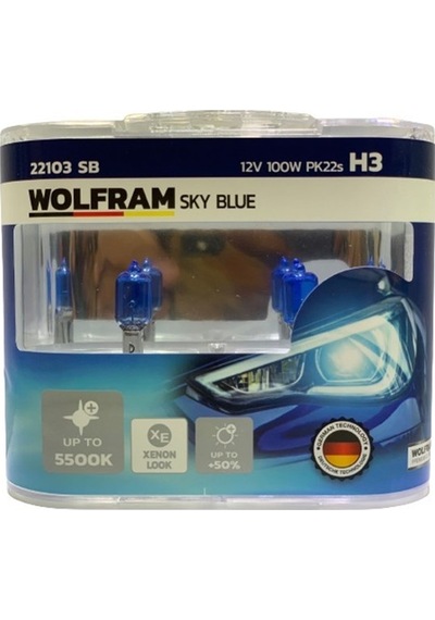 Wolfram 12V H3 Ampul 100W Beyaz Işık 5500K Germany 2 Ad N11.3791