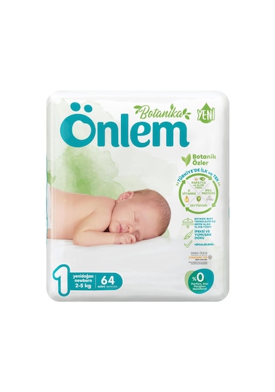 Önlem Botanika Bebek Bezi 1 Numara Newborn İkili Jumbo Paket 64 Adet
