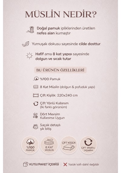 Geometrik %100 Pamuklu Müslin Yatak Örtüsü Pike , Premium Püsküllü Çift Taraflı 220x240 Mint-yeşil