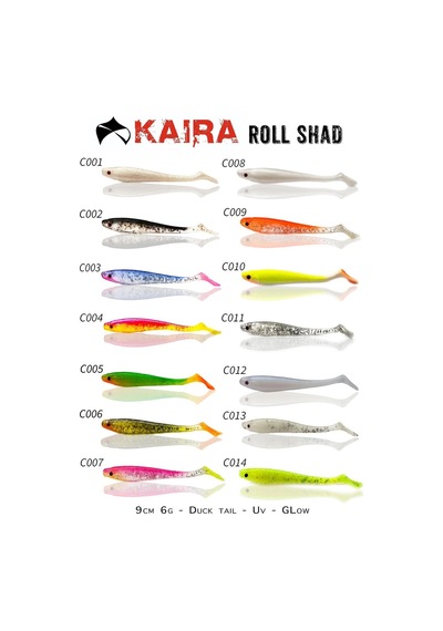 Kaira Roll Shad C012 9CM 6G 3Pcs Sahte Balık