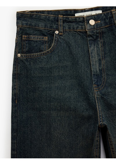 Koton Pamuklu Düz Paça Cepli Düğmeli Normal Bel Barrel Denim Pantolon - Barrel Jeans Green Cast 7wal40104md Yeşil Koton Pamuklu Düz Paça Cepli Düğmeli Normal Bel Barrel Denim Pantolon - Barrel Jeans Green Cast 7wal40104md Yeşil