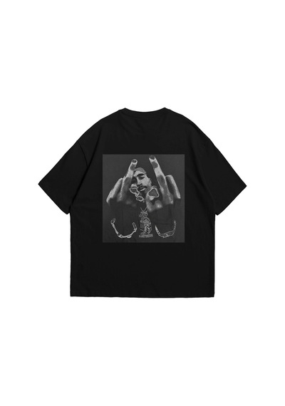 Startmore All Eyez On Me Baskılı Oversize Unisex Beyaz Siyah