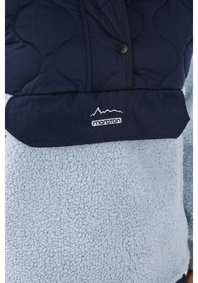 Maraton Sportswear Comfort Kadın Kapşonlu Uzun Kol Outdoor Sisli Mavi Sweatshirt 21441-sisli Mavi