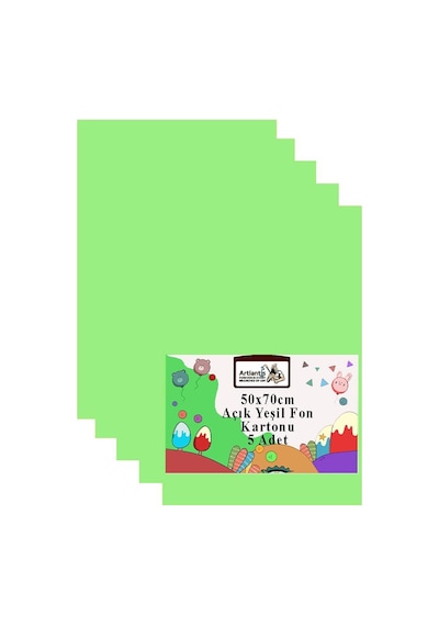 Fon Kartonu 50x70 Cm 120 Gr 5 Adet 50 70 Cm Renkli Fon Kartonu Kağıdı 120 Gr Okul Sınıf Etkinlik Kreş Okul Öncesi Yeşil