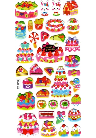 Sticker Kabartmalı Stiker Defter, Planlayıcı Etiket Hl88-029 - 17x9 Cm - Sevimli Pasta Kawaii