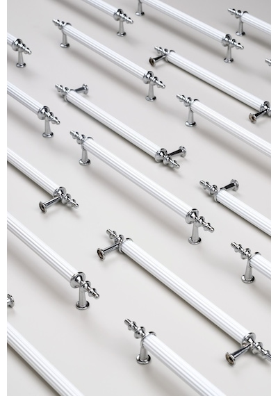 Tuana Rustik Alüminyum Metal Lüks Modern Mobilya Çekmece Mutfak Dolabı Kulpu Beyaz-krom 128mm Beyaz-krom