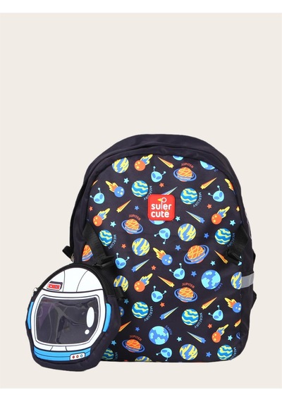 Supercute Two İn One Sırt Çantası - Astronaut - Siyah