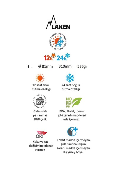 Laken Paslanmaz Çelik THERMO FLASK 1L BLUE -  LK18100A