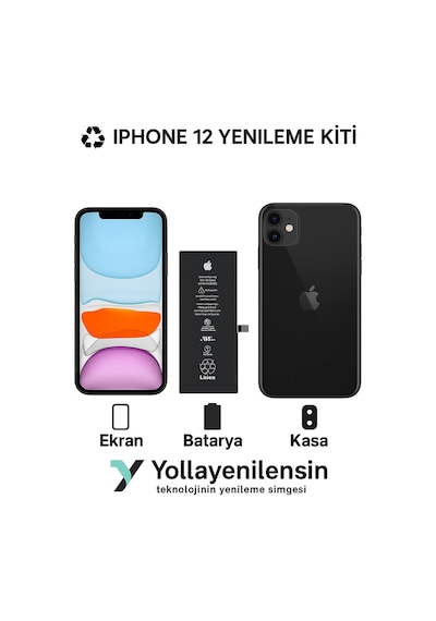 Apple Uyumlu iPhone 12 Kiti Ekran + Batarya + Arka Kasa Model , Yüksek Kalite Parçalar