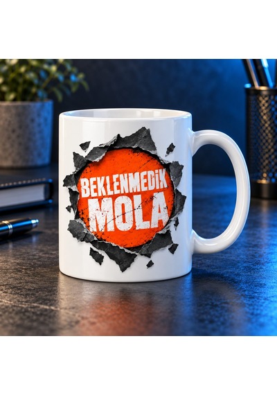 Beklenmedik Mola Tasarımlı Porselen Kupa - Model 680 Turuncu