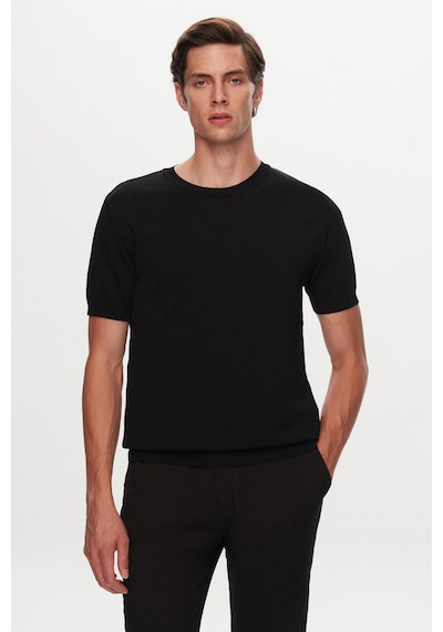 Twn Slim Fit Siyah Düz Örgü T-shirt 5ef060638904m 001