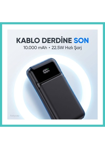 Ny Joy 3006 10.000 Mah Hızlı Şarj Led Göstergeli Powerbank 3in1 Dahili Kablolu Powerbank Çoklu Giriş Nyjoybz Çok Renkli