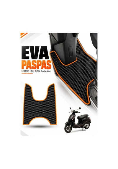 Kuba Brillant Uyumlu Eva Motosiklet Paspası Scooter Ayak Paspası Motora Özel Siyah-turuncu