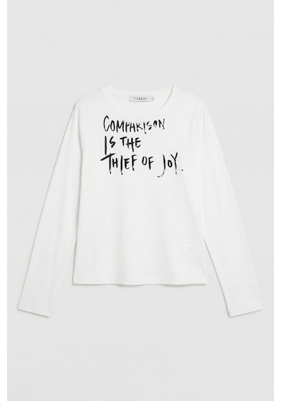 Itsbasic Kadın Beyaz W5 Yazı Baskılı %100 Pamuk Sweatshirt