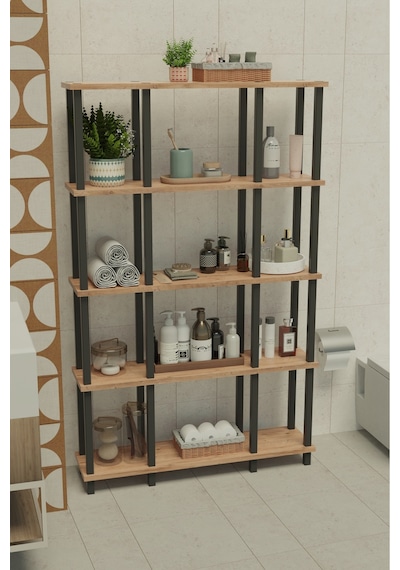 Ravina 5 Katlı Banyo Düzenleyici Çok Raflı Banyo Organizeri Çok Amaçlı Banyo Düzenleyici - Meşe Meşe