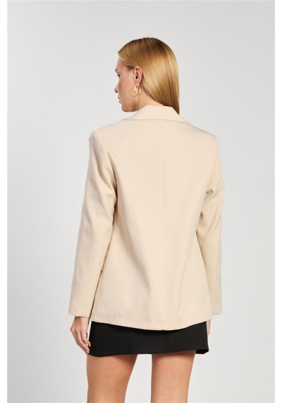 Barrels And Oıl Kadın Tek Düğmeli Blazer Ceket - Çakıl Taşı Çakıl Taşı