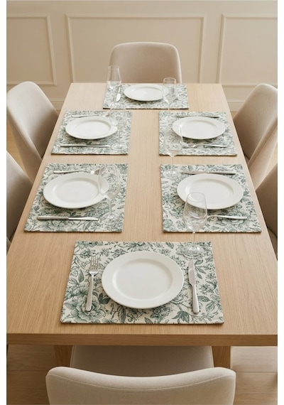 Su Geçirmez Amerikan Servis Leke Tutmaz 6'lı Set 35x45 Cm Sıvı Itici Kumaş Petibör Tabak Altlığı Beyaz