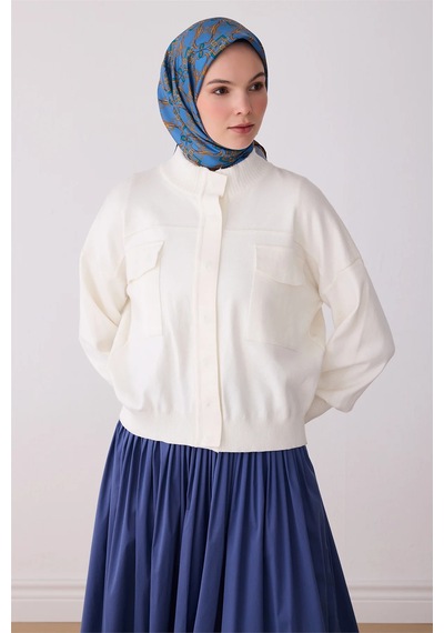 Klasik Desen İpek Twill Eşarp - 2026 İlkbahar-yaz T 4328 Saks mavi