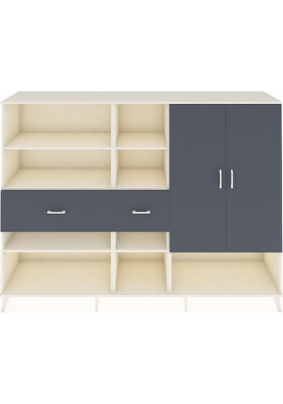Hyperion Dolap 10 Raflı 2 Çekmeceli 2 Kapaklı 220x44x163 Aytaşı-a Aytaşı-antrasit