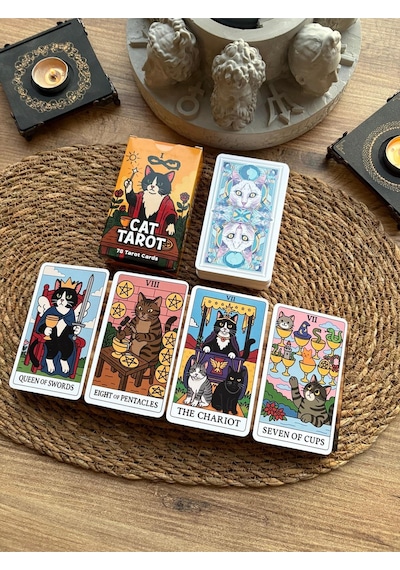 Kedi Tarot Destesi 78 Kart - Arındırma Kesesi Hediyeli