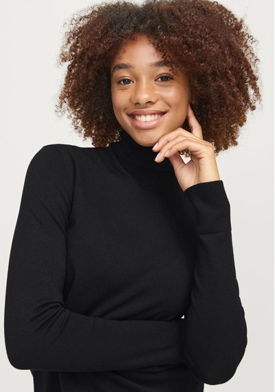 Jack & Jones Kadin Bogazli Uzun Kollu Kazak - Ada 12258813 Black Siyah