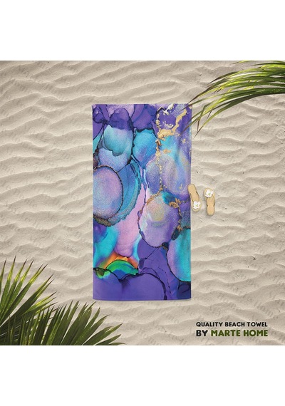Purple Marble Plaj Havlusu Açık