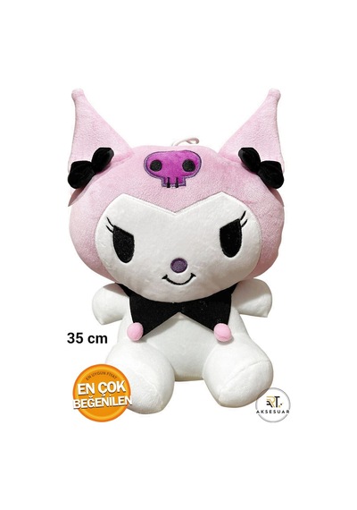 Pembe Kuromi Peluş Oyuncak - Yumuşak Kumaşlı 35 Cm Büyük Boy Kuromi Pembe