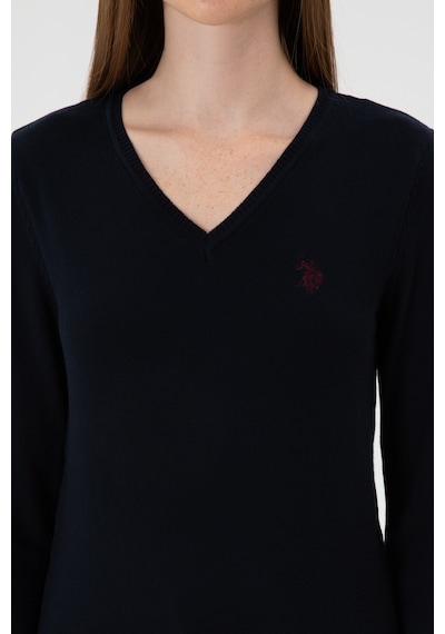 U.S. Polo Assn. Kadın Lacivert V Yaka Basic Kazak 50313590-VR033