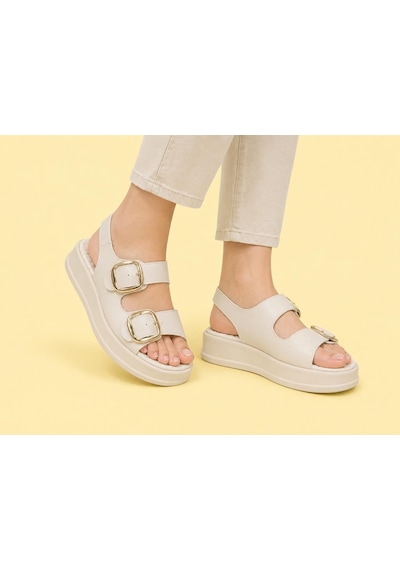 Trendyshose 06474 Rahat Anatomic Toka Ayarlanabilir Garantılı Kadın Sandalet Bej