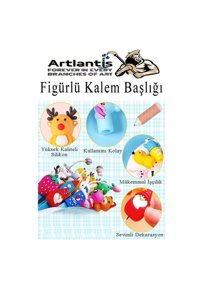 Kalem Başlığı Figürlü 10 Adet Kalem Süsü Kızlar İçin Değişik Karkatür Hayvan Silikon Kalem Başlığı Sevimli Kalem Başlıkları