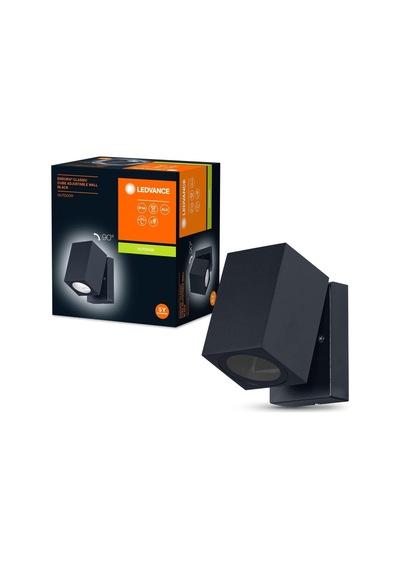 Endura Cube Ayarlanabilir Dış Mekan Aplik, Gu10 Duylu, Ip44 Suya Dayanıklı Siyah