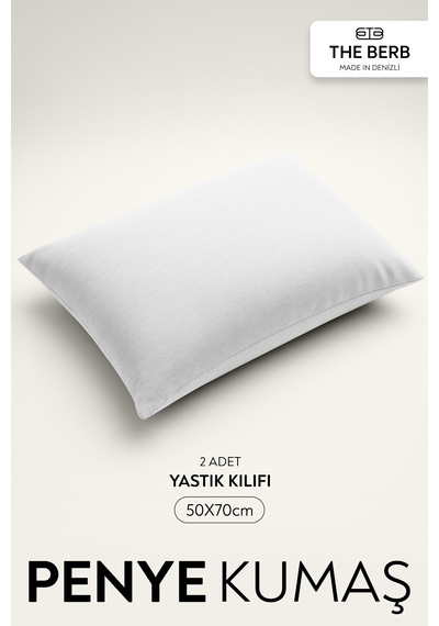 The Berb 2'li Penye Yastık Kılıfı Seti %100 Pamuk 50 X 70 Fermuarlı Beyaz