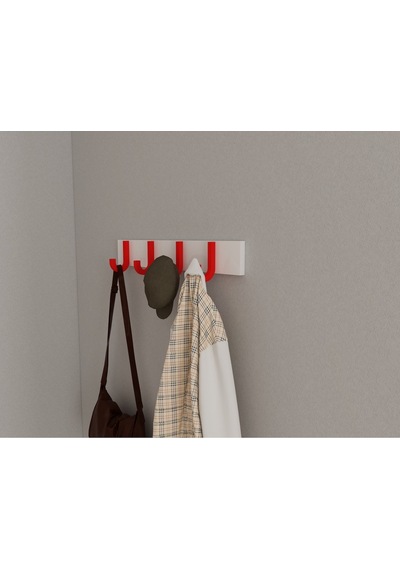 Hepsi3boyutlu Modern Duvar & Kapı Baston Askılık - 4 Adet Kırmızı J Askılık - Model No : 6 Kırmızı