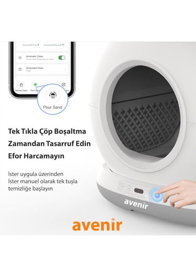 Avenir Av-cb02w Otomatik Akıllı Kedi Tuvaleti App Kontrol + Paspas