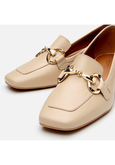 Hotiç Kadın Deri Bej Tokalı Kalın Topuklu Loafer 01ayh303990a310 Bej-beıge Bej