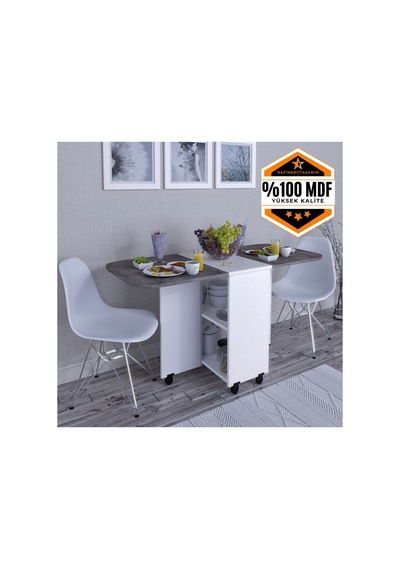 Açılır Katlanır Oval Mutfak Yemek Masası Mdf Gri Açılır Katlanır Oval Mutfak Yemek Masası Mdf Gri