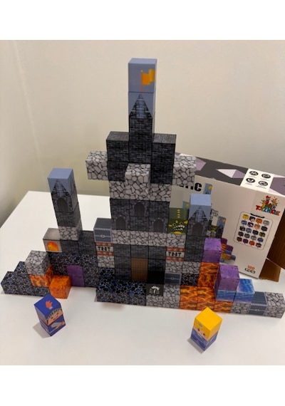 100 Parça Manyetik Bloklar Yapı Blokları Mavi Kale Temalı Yapı Taşı 2.5 Cm