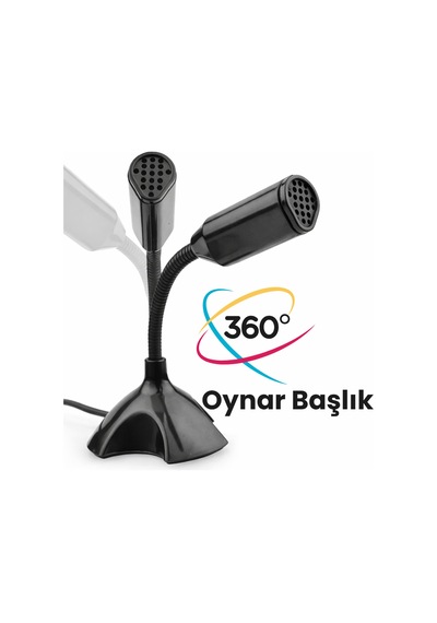 Pc Laptop Uyumlu Oynar Başlıklı Masaüstü Mikrofon 3.5mm Aux