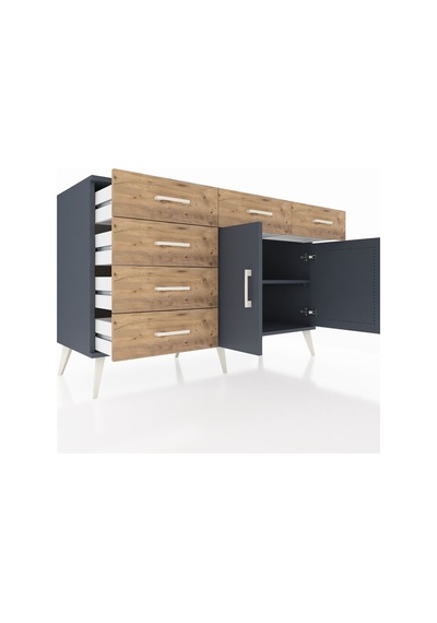 Hyperion Konsol 2 Raflı 6 Çekmeceli 2 Kapaklı 132x44x83 Antrasit-antrasit/çam Antrasit/çam Hyperion Konsol 2 Raflı 6 Çekmeceli 2 Kapaklı 132x44x83 Antrasit-antrasit/çam Antrasit/çam